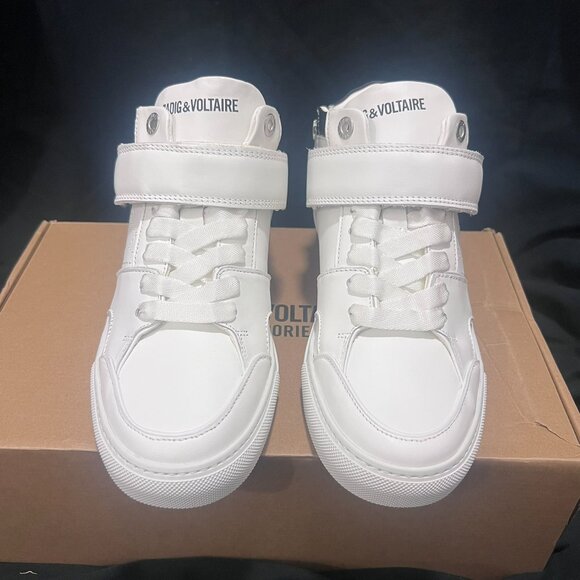 NWT ZADIG AND VOLTAIRE ZV1747 MID FLASH SNEAKERS IN WHITE SZ 37 - Picture 10 of 12